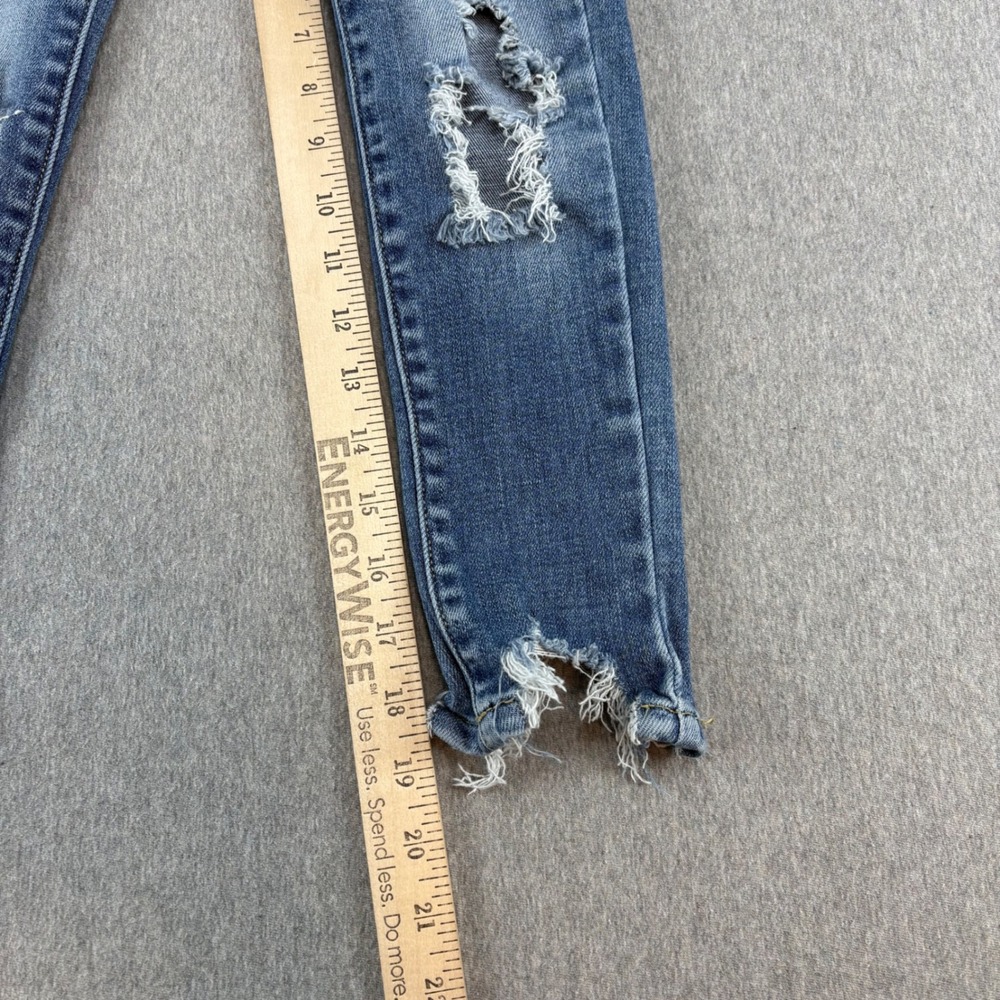 Kancan Jeans Youth Girls 6 Distressed Stretch Denim Ripped Frayed Hem - Picture 6 of 13